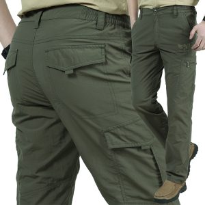Summer outdoor thin waterproof quick drying pants for men's casual pants, men's loose oversized multi pocket work pants, and assault pants