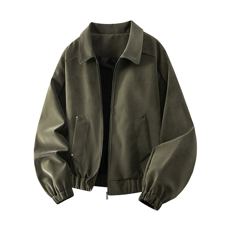 Retro lapel leather jacket - Image 9