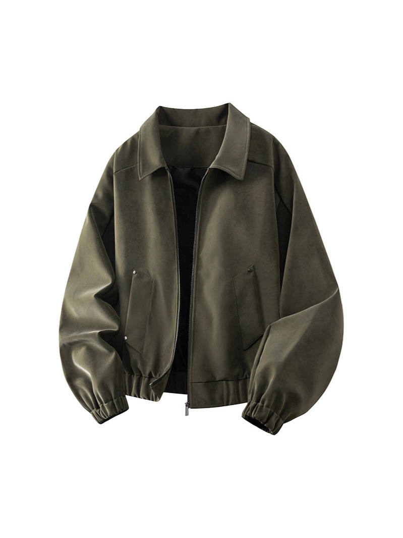 Retro lapel leather jacket