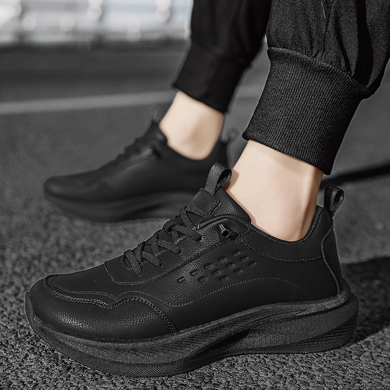 Hot selling wide toe sports shoes for men in autumn and winter, made of leather with popcorn cushioning, wide last running shoes, commuting shoes - Image 3