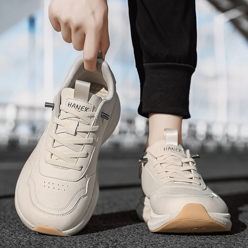 Hot selling wide toe sports shoes for men in autumn and winter, made of leather with popcorn cushioning, wide last running shoes, commuting shoes - Image 2