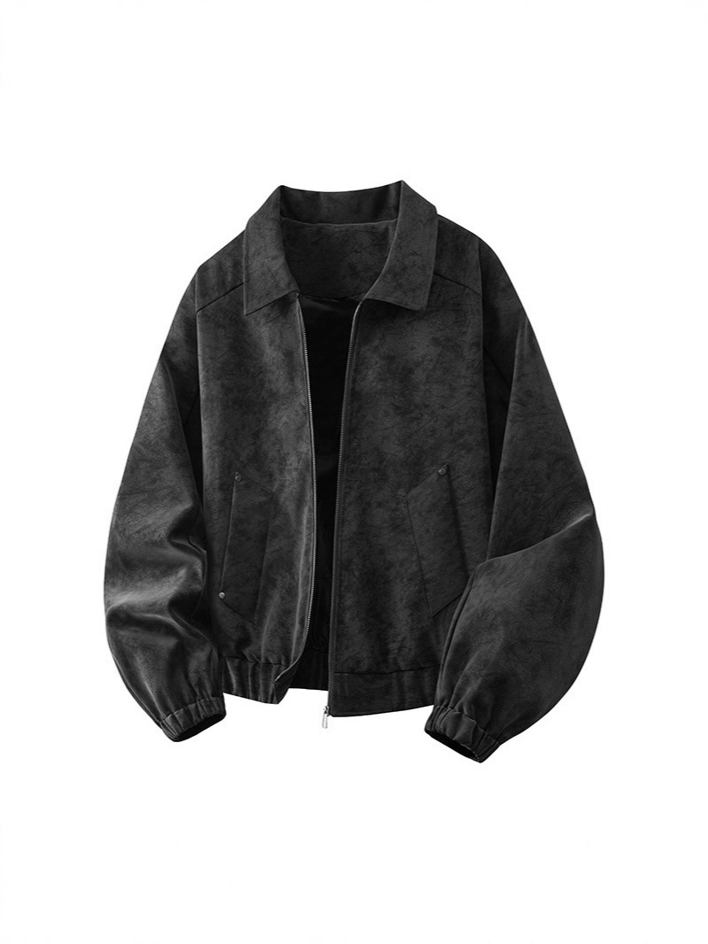 Retro lapel leather jacket - Image 5