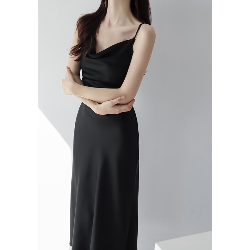 Sour satin swing collar camisole dress for women, sleeveless and stunning long skirt - Image 11