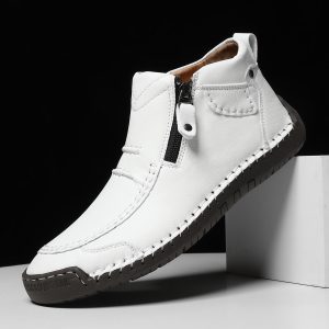 Popular plus size men's shoes, outdoor casual shoes, flat bottomed hand sewn shoes, zippered Martin boots
