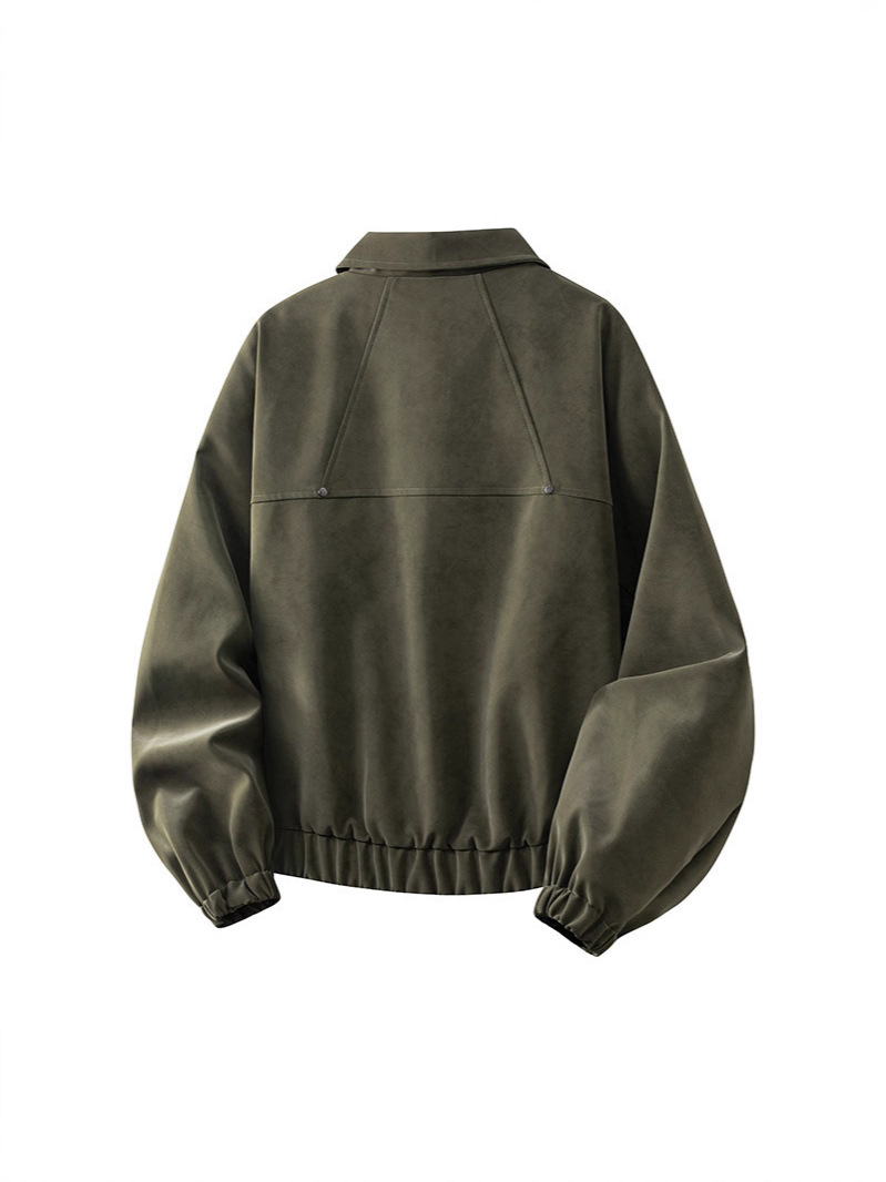 Retro lapel leather jacket - Image 4