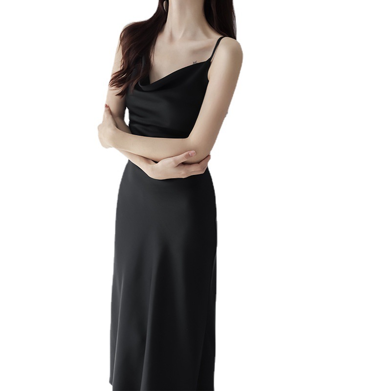 Sour satin swing collar camisole dress for women, sleeveless and stunning long skirt - Image 6