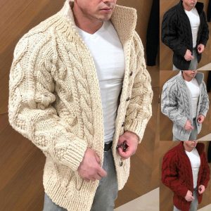 Men’s Thick Cable Knit Cardigan Sweater
