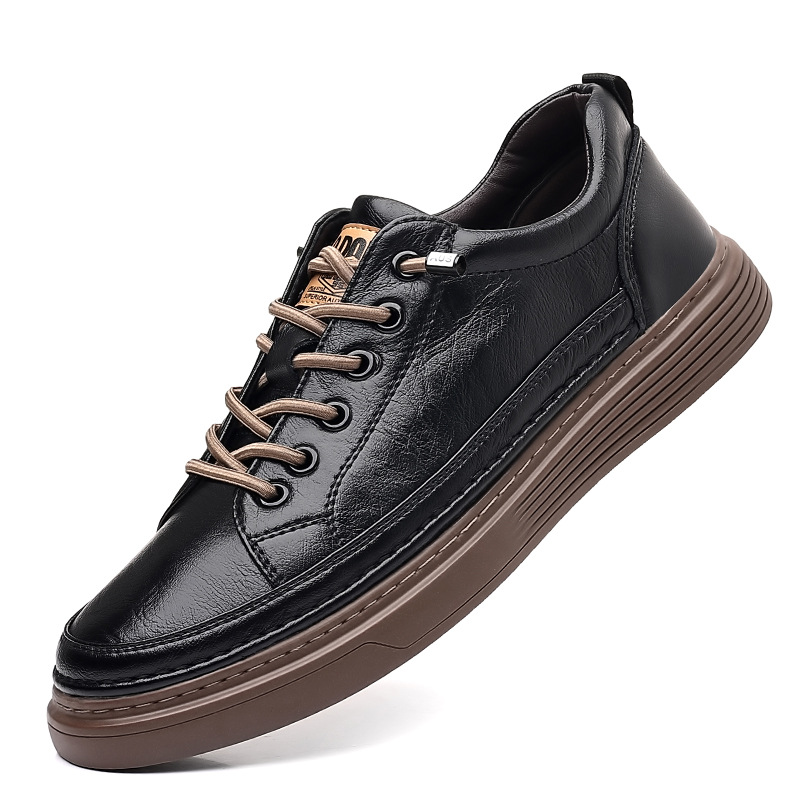 Men’s Casual Leather Sneakers Lace-Up Round Toe Everyday Shoes - Image 6