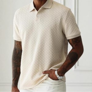 Men's Solid Color Lapel Button-Down Short-Sleeve Shirt