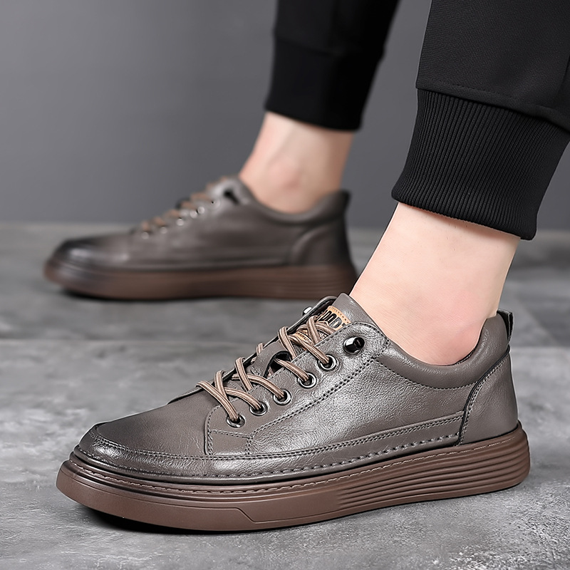 Men’s Casual Leather Sneakers Lace-Up Round Toe Everyday Shoes - Image 5