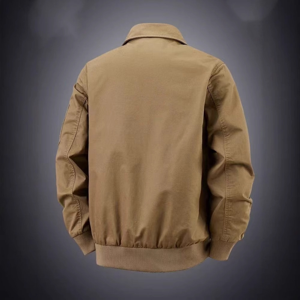 Spring and Autumn New Workwear Jacket Men's Cotton Jacket Solid Color Large SizeLapel Retro Casual Jacket - Image 4