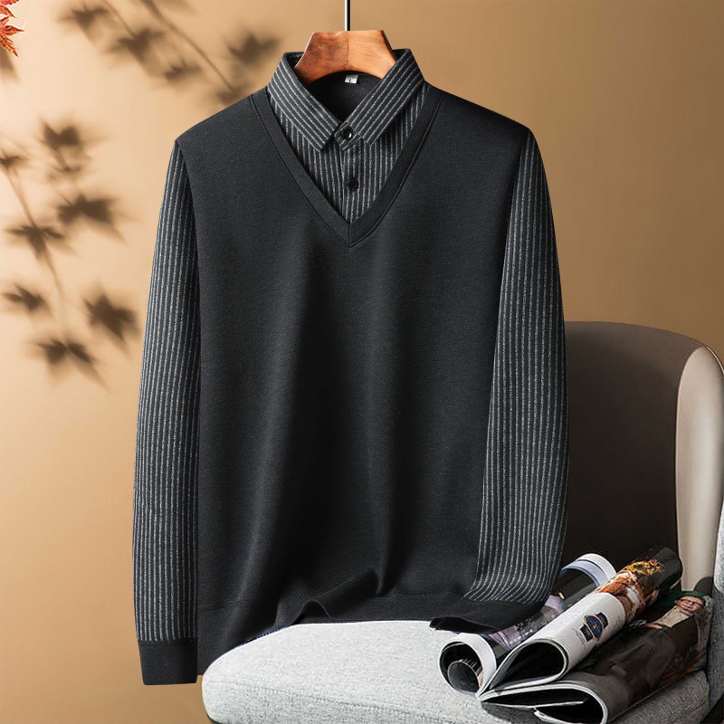 Men’s Business Knit Sweater with Collar – Warm Winter Pullover for Middle-Aged and Elderly - Image 5