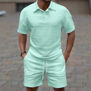 Solid Color Fashionable Casual Men's Short-Sleeved Suit