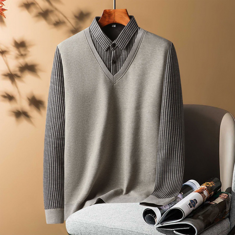 Men’s Business Knit Sweater with Collar – Warm Winter Pullover for Middle-Aged and Elderly - Image 3