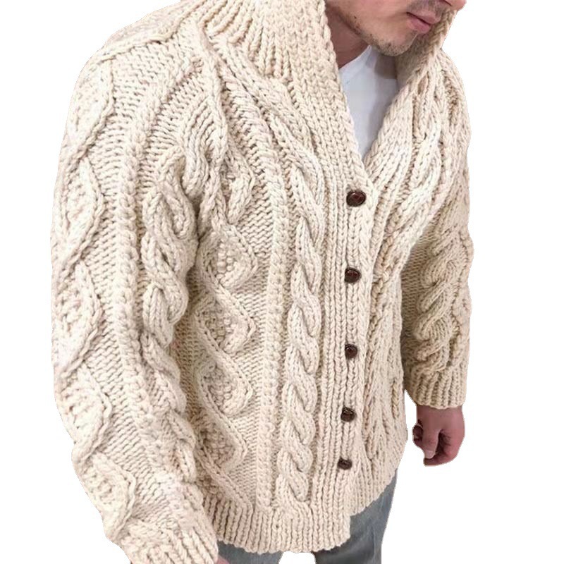 Men’s Thick Cable Knit Cardigan Sweater - Image 5