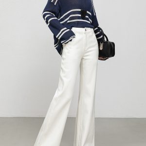 Waisted Flared Jeans for Women Are a New Spring 2026 Style, Four-Way Stretch, Loose-Fitting, Slimming, Washed Long Pants