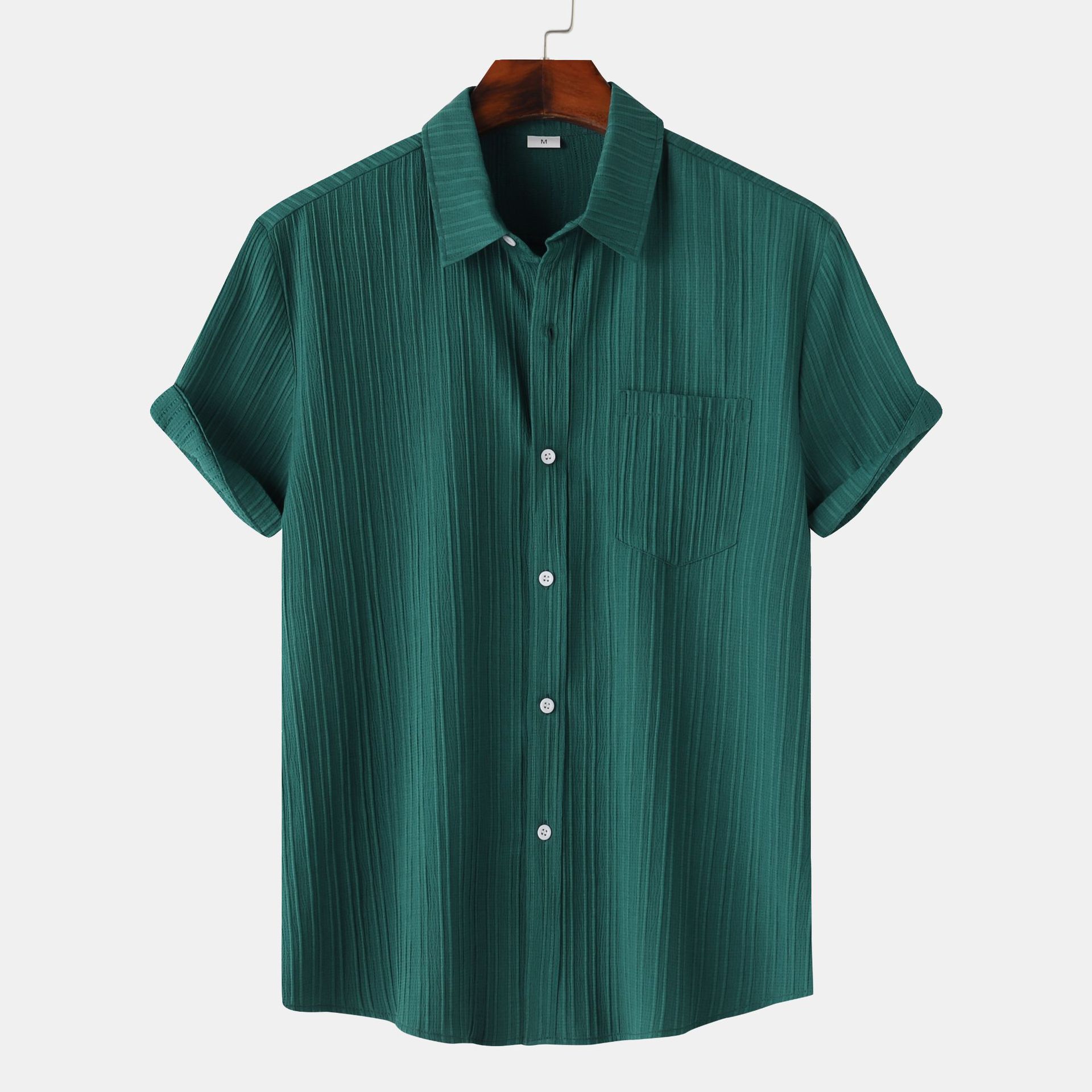 Men’s Slim Fit Cotton Blend Short Sleeve Shirt – Lightweight Casual Button-Down - Image 3