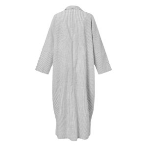 Large size women's clothing wholesale long skirt striped straight tube skirt shirt skirt loose jacket seven quarter sleeve dress