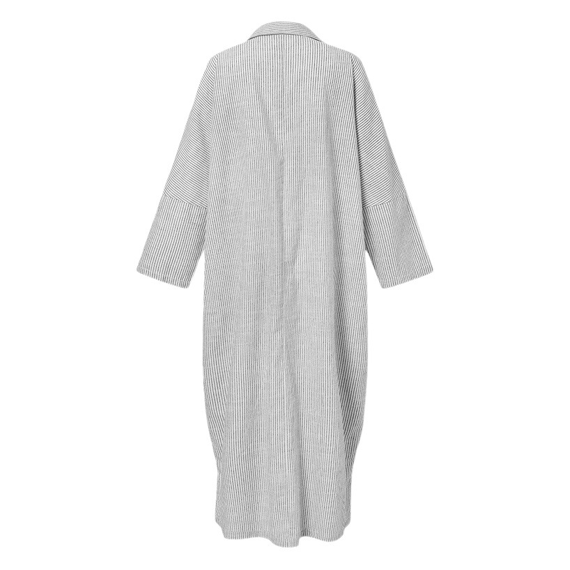 Large size women's clothing wholesale long skirt striped straight tube skirt shirt skirt loose jacket seven quarter sleeve dress
