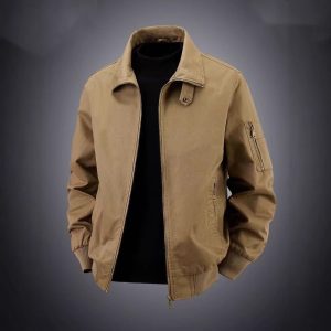 Spring and Autumn New Workwear Jacket Men's Cotton Jacket Solid Color Large SizeLapel Retro Casual Jacket