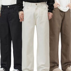 Men’s Straight Leg Jeans – Classic Cotton Denim Casual Long Pants