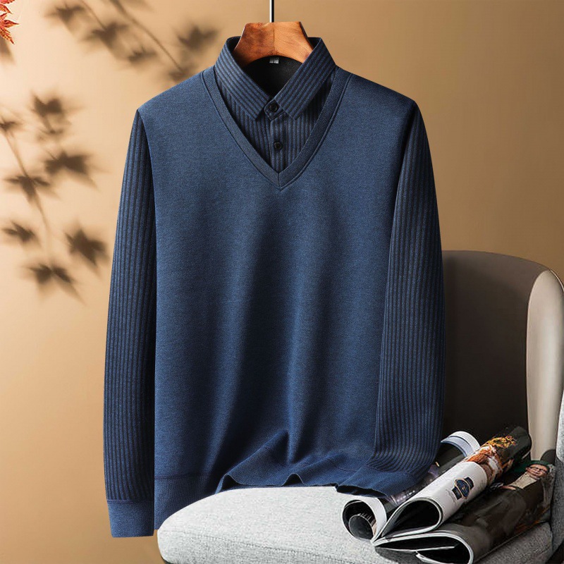 Men’s Business Knit Sweater with Collar – Warm Winter Pullover for Middle-Aged and Elderly - Image 4