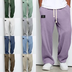 Men's High-Stretch Relaxed Casual Pants - Straight Leg Athletic Trousers