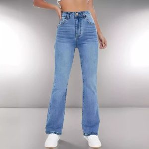 Women’s High Waist Straight Leg Jeans Cotton Denim Casual Pants