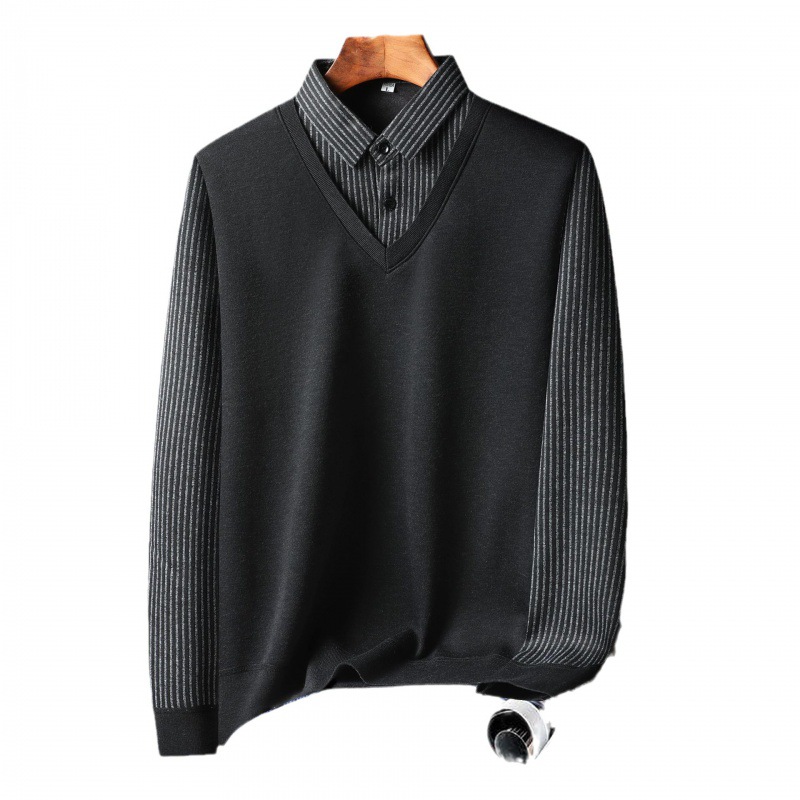 Men’s Business Knit Sweater with Collar – Warm Winter Pullover for Middle-Aged and Elderly - Image 6
