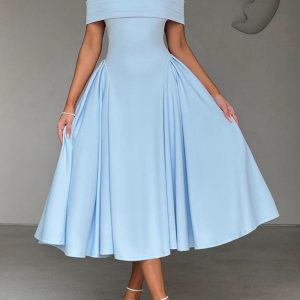 Women’s Off Shoulder A-Line Midi Dress